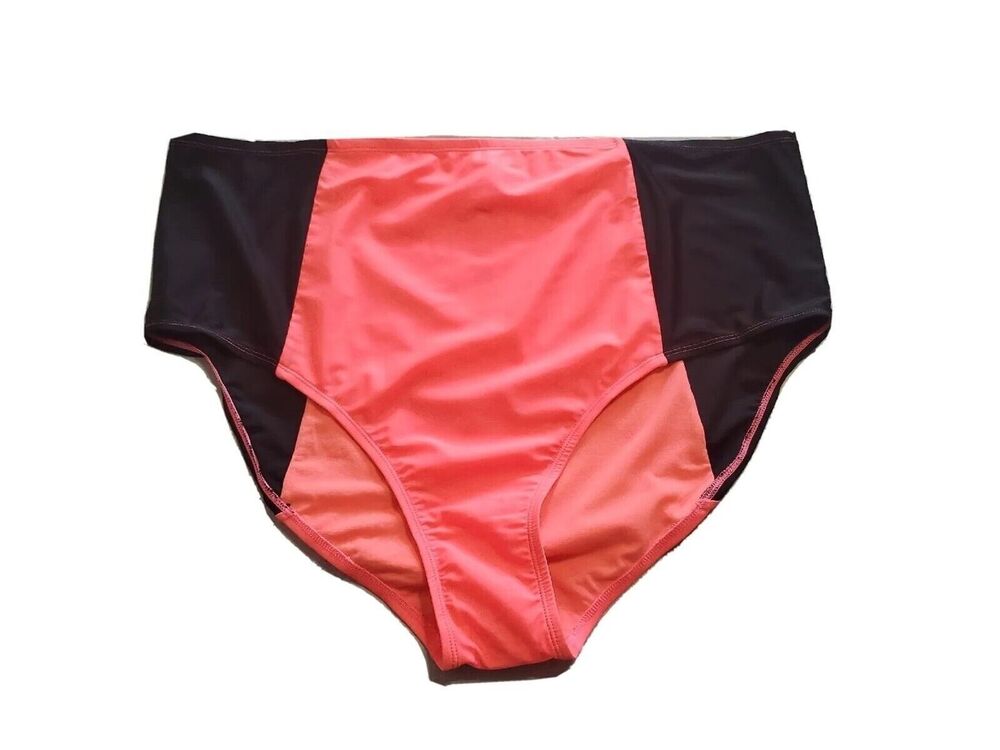 Womens Bikini Bottom 4xl Orange Peach & Black Moxi Blu Tags